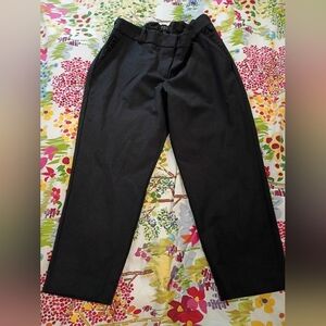 Talbots Black Cropped Dress Pants With Ruffle Detail On Pockets Size 16P